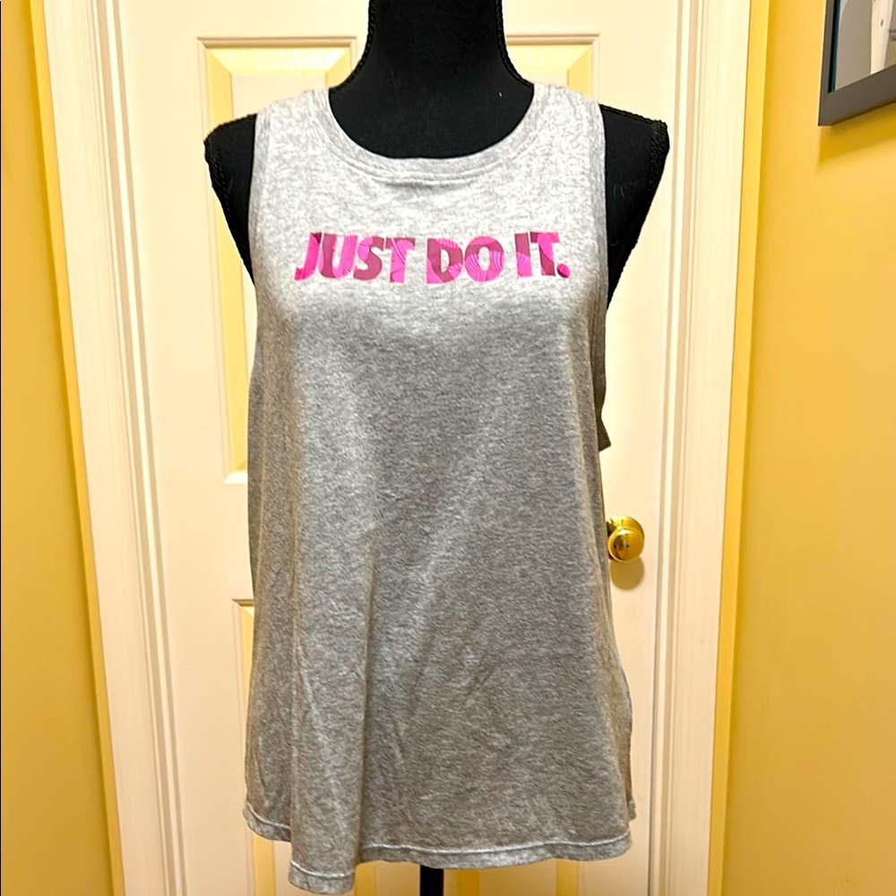 Nike Gray and Pink Sleeveless Tank Top